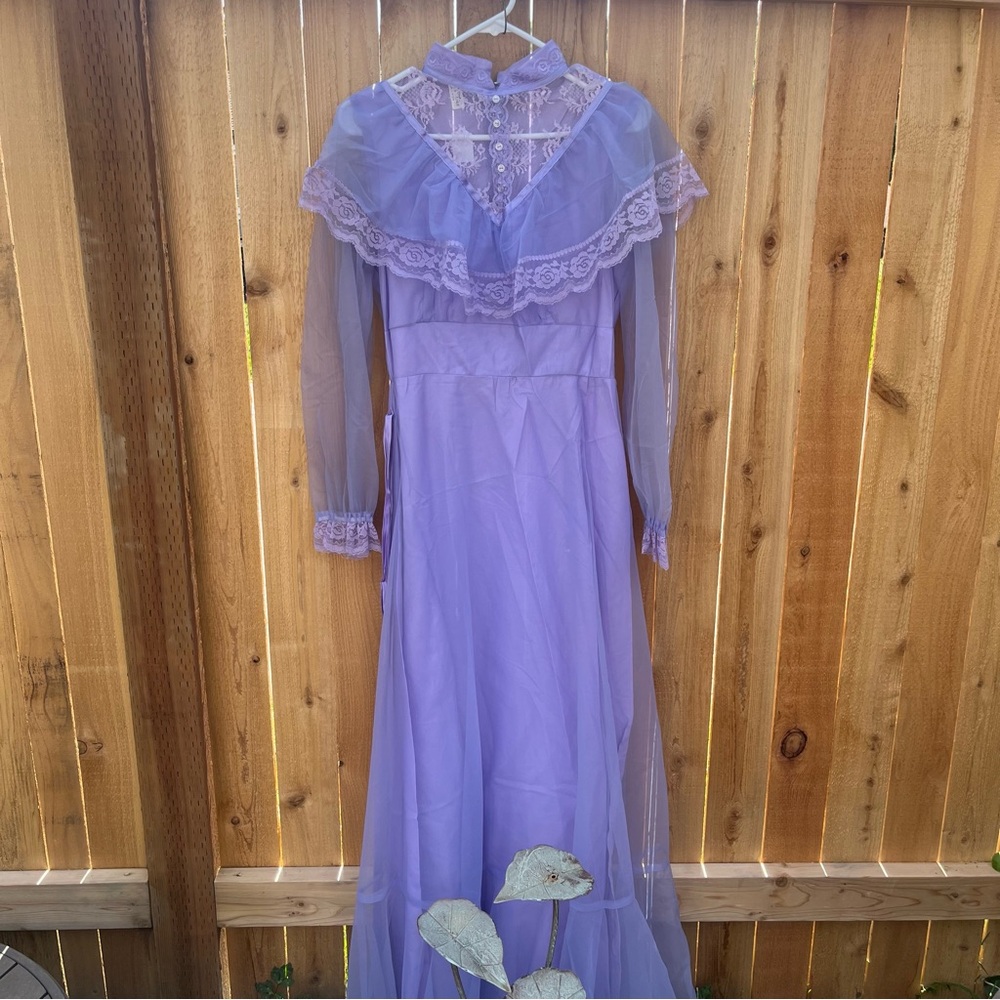Vintage Lavender Lace Maxi Prairie Dress XS